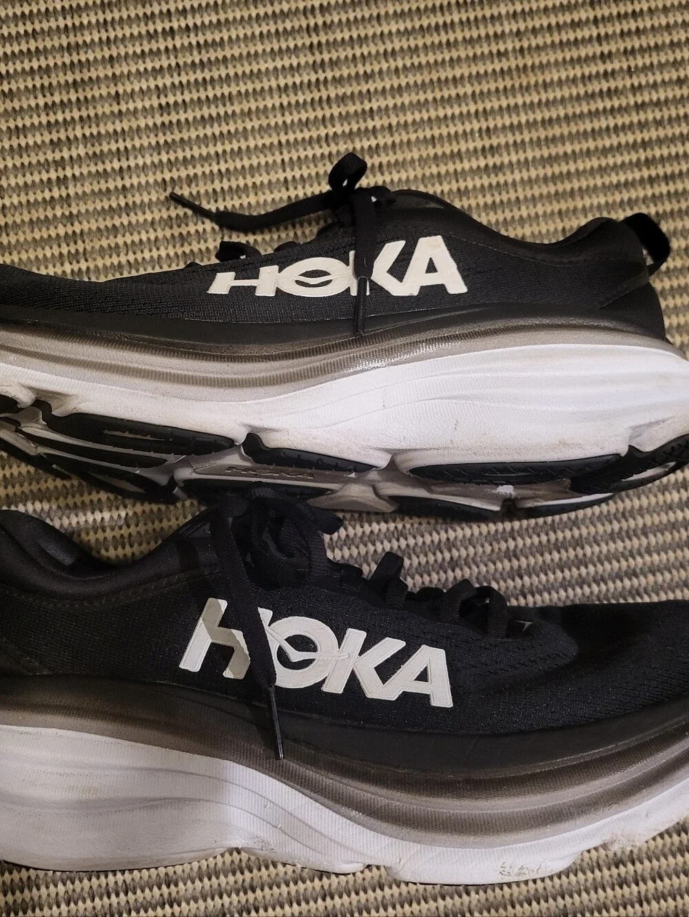 Hoka Bondi 8 Black White Max Cushion Running Shoes Womens 6.5 B